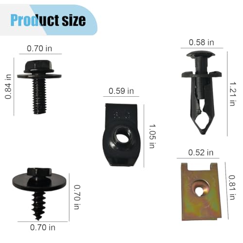 LAINLOY 100PCS Automotive Screws and Bolts,Plastic Rivet Fastener U-Nut Kit - size: 100PCS