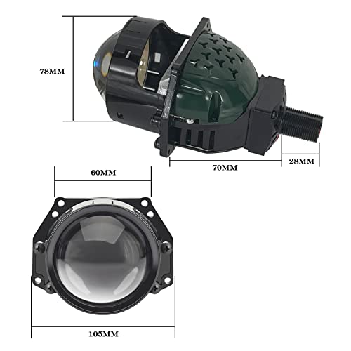 3.0 Inch LED Projector Lens, LED Projector Lens with High Low Beam - 110W/pair 6000K 20,000LM White Focus Beam Clear Cut Off Line fit Car Headlight Upgrade - color: Clear