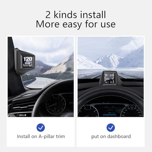 wiiyii OBD2 Gauge Display Car HUD Head Up Display,Speedometer for Car P8
