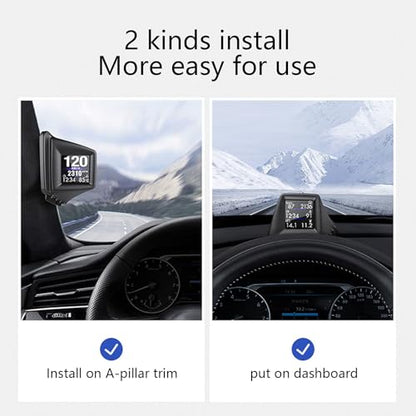 wiiyii OBD2 Gauge Display Car HUD Head Up Display,Speedometer for Car P8