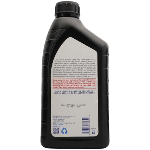 ACDelco dexosD SAE 0W-20 Diesel Oil & PF66A Filter Kit for 3.0L Duramax