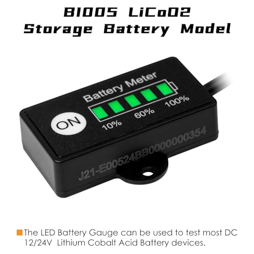 Jayron Mini LED Battery Indicator DC 12V to 24V Battery Fuel Gauges for Golf Carts, Forklifts and Power Equipment - size: LiCoO2 Battery