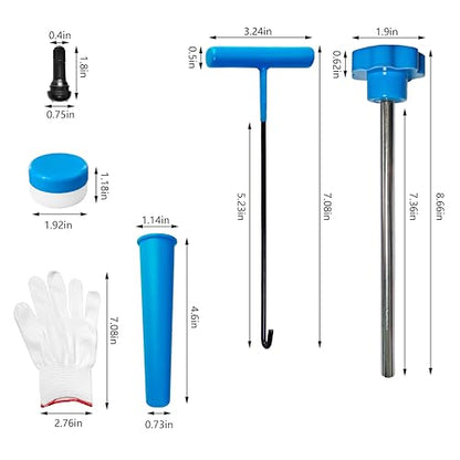 Tire Valve Stem Core Replacement Tool Kit - Quick Change Tool for Cars, Trucks, ATVs, Motorcycles with 4 TR413 Stems, Lubricant Grease & Gloves - size: TR413