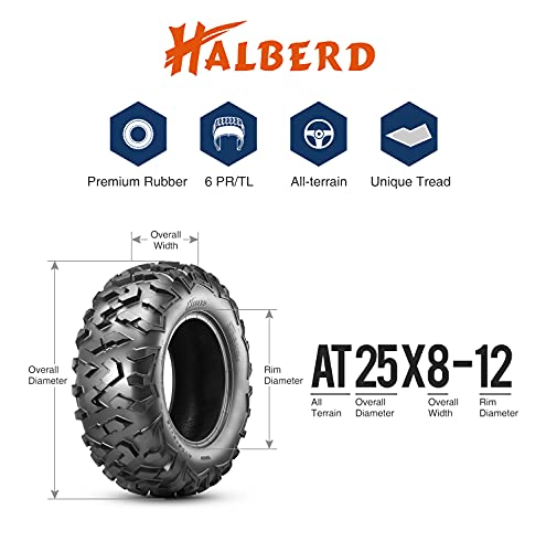 HALBERD ATV Tire, 25x8-12, 6PR All Terrain - size: 25x8-12