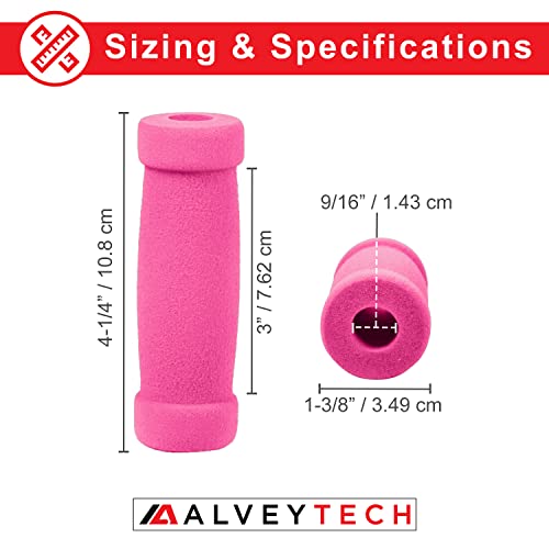 AlveyTech Handlebar Foam Grip Set - Replacement Hand Grips for Razor, Radio Flyer, Kids Kick Scooter, ATV, E-Bicycle, Electric Folding Scooters, Mountain Mini Bike Parts, fits Any 9/16" Bore Handle - color: Pink