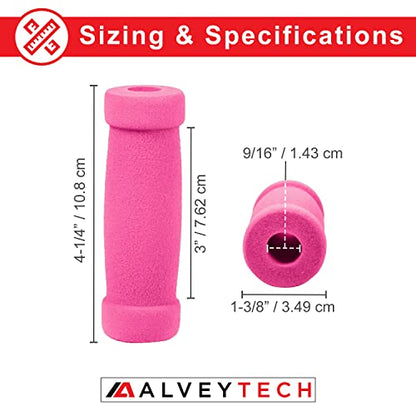 AlveyTech Handlebar Foam Grip Set - Replacement Hand Grips for Razor, Radio Flyer, Kids Kick Scooter, ATV, E-Bicycle, Electric Folding Scooters, Mountain Mini Bike Parts, fits Any 9/16" Bore Handle - color: Pink