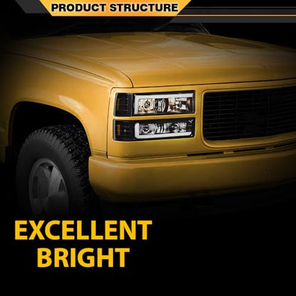 CNNELL Headlights Bumper & Corner Light LED DRL Fit Chevy/GMC 1994-1999 - size: Fit Chevy/GMC 1992-1999