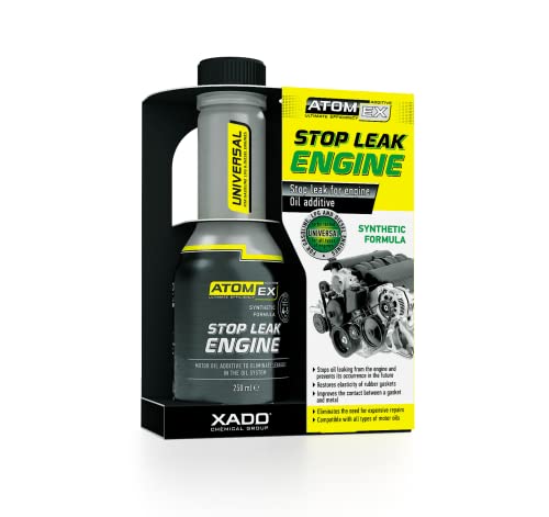 XADO ATOMEX Oil Additive Stop Leak Engine - Restore Seal and Gaskets, Treatment for Car Engine High Mileage or Rear Main Seal, Best Stopper Leaks Reseal (Bottle, 250 ml)
