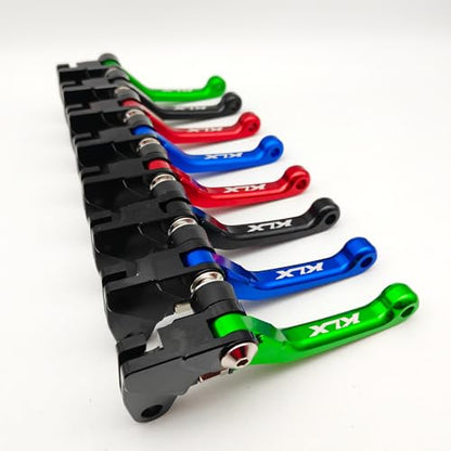 OEM Replacement Brake Clutch Levers for Kawasaki KLX110 (2002-2025) | KLX110L (2010-2025) CNC Aluminum Adjustable Handlebars | Motorcycle Control Lever Set with Easy Install (Glossy, Red) - color: Red, style: Glossy