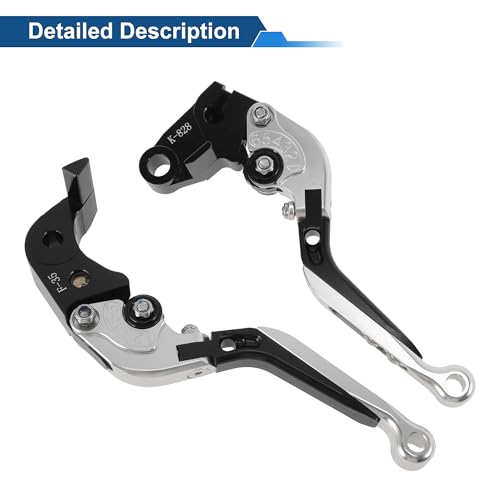 Short/Long Brake Clutch Levers for Kawasaki Ninja ZX6R 636 00-04 - color: Silver Tone Head Black Handle