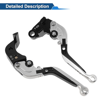 Short/Long Brake Clutch Levers for Kawasaki Ninja ZX6R 636 00-04 - color: Silver Tone Head Black Handle