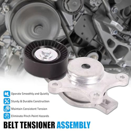 Belt Tensioner Assembly with Pulley Compatible with Ford Edge 3.5L V6 - size: BT4E-6B209-CC
