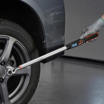 VEVOR Torque Wrench Set 1/2" Drive Digital Torque Wrench 4 Display Units, ±2% Accuracy, LCD Screen, with Buzzer and LED Indicator, with Sockets, Extension Bar, Adapter, for Automotive Repair - size: 1/2"