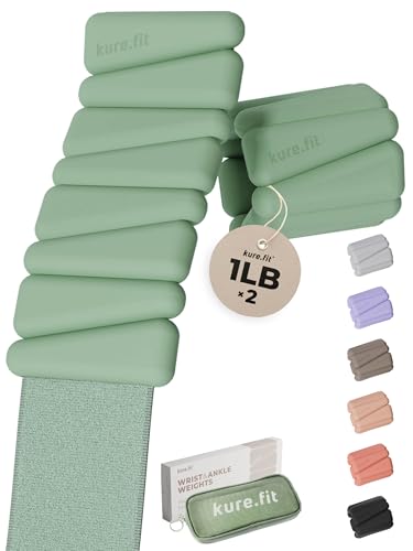 Pilates Wrist & Ankle Weights | Adjustable Weighted Bangles | 1/2/3LB Each - color: Sage, size: 1 LB