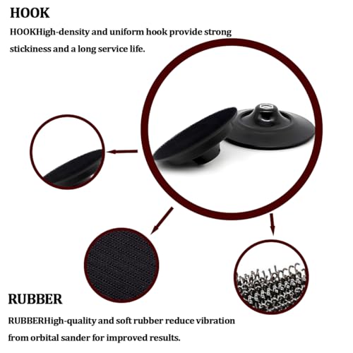 Car 5" Rotary Backing Plate, Flexible Hook-and-Loop Face PU Polisher Sander Plate for Car Care Detailing Finishing, 5/8" Thread Polishing Buffer Backing Pad, Universal for Vehicles - size: 5"