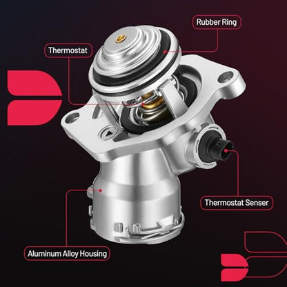 BDFHYK 902-5912 Upgrade Aluminium Coolant Thermostat Housing Assembly Compatible with Mercedes-Benz C230 C250 C280 C300 E350 E400 GLK350 ML450 R350 S400 SLK300 SLK350 2.5L 3.0L 3.5L Replace 2722000415