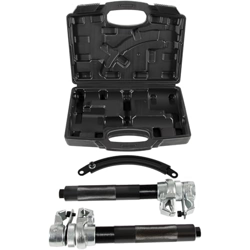 sixcow Upgrade Coil Spring Compressor Tool Automotive, Heavy Duty Macpherson Strut Spring Shock Absorber Compressor Set with Safety Jaws and Holder, Max Load.2645LB for Car Motorcycle Truck ATV UTV