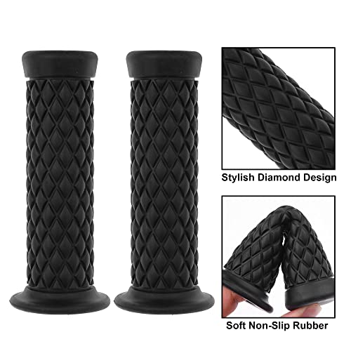 Universal Motorcycle Handles Grips - Non Slip Rubber Motorcycle Grips for Harley Honda Yamaha Suzuki Kawasaki Dirt Bike - color: Black
