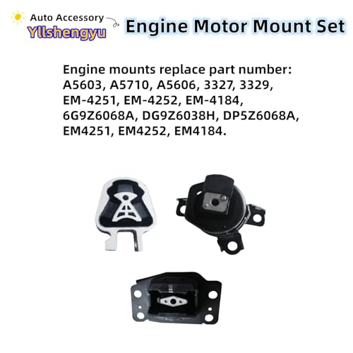 Engine Motor Transmission Mount Kit for Fusion 2013-2016 L4 2.5L - size: 2013-2016 Ford Fusion L4 2.5L