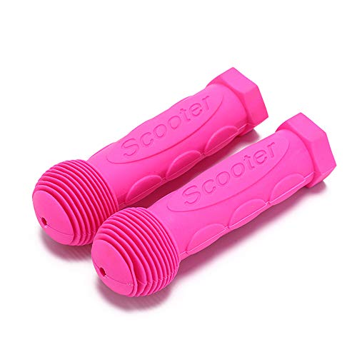 Syvrac 1Pair(2PCS) Scooter Child Kids Bicycle Grip Anti-Slip Handlebar 22MM Silica-Gel Material Holes Children Bike Accessory - color: Pink