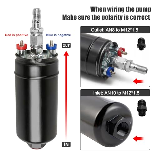 Universal External Inline Fuel Pump Electric High Flow 300LPH 12V with Mounting Bracket Clamp Black