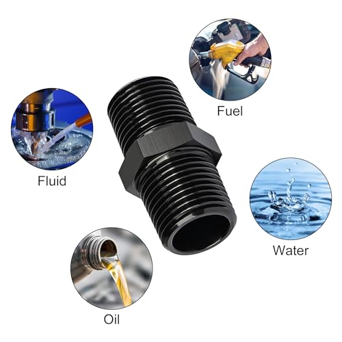 EVIL ENERGY 1/2"NPT Male to 1/2"NPT Male Thread Coupling Equal Hose Fitting Adapter Black Aluminum - size: 1/2 NPT