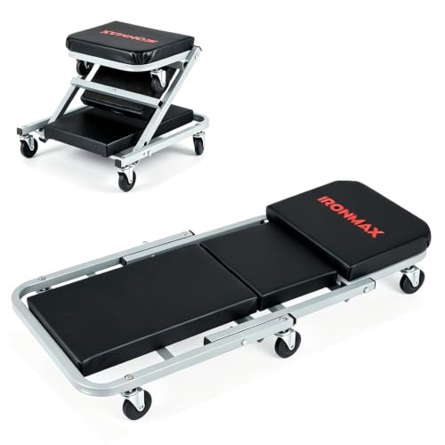 IRONMAX 36" Folding Z Mechanic Creeper, 6 Swivel Wheels, 330 LBS Capacity - size: 36 Inch