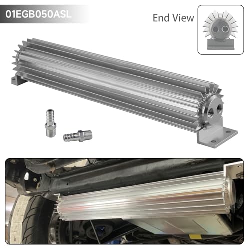 Universal 18'' Aluminum Dual Pass Finned Transmission Oil Cooler W/Fittings Silver - color: Silver, size: 18''