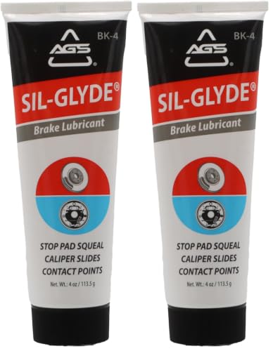 AGS SIL-Glyde 4 oz Tube Silicone Based Brake Assembly Lubricant for Eliminating Disc Brake Squeal - Moisture Proof, Heat Resistant, Rust and Corrosion Protector (Pack of 2) - size: 4oz (Pack of 2)