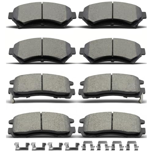 D699 D714 Front Rear Ceramic Brake Pads With Clips Fit For Buick Century/LeSabre/Regal/Riviera/Park Avenue,For Cadillac DeVille/Eldorado/Seville,For Chevrolet Impala/Venture/Monte Carlo (8 pcs) - size: D699 D714
