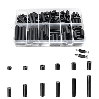 Exqutoo 270Pcs ABS Round Spacers ID 3mm, OD 7mm - color: Black/3.2mm,270Pcs