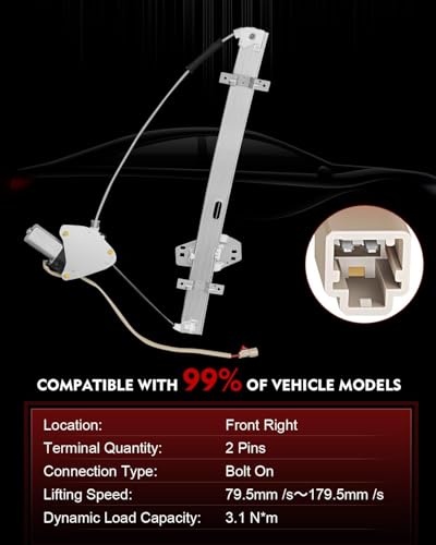Front Right Passenger Side Power Window Regulator with Motor for:-Honda Odyssey 1999 2000 2001 2002, for Odyssey 99 00 01 02, 2 Pins Connector Replace# ‎‎72210S0XA04 660121 741011 82010154