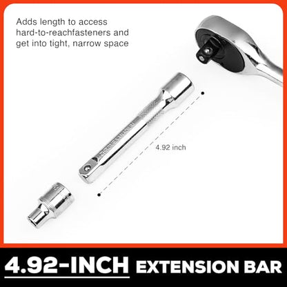 Egofine 20pcs 1/2 Inch Ratchet Socket Wrench Set, Drive Socket Set with 18 Sockets, 8-22mm,24mm,27mm,30mm sockets and 2 Way Quick Released Ratchet Handle and Extension Bar - color: 20pc Standard Socket Set, size: 1/2