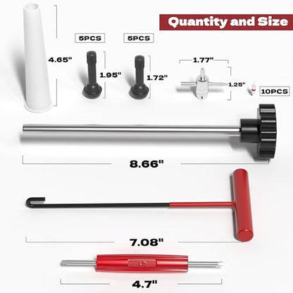 KJE Tire Valve Stem Quick Replacement Tool Kit, Tire Stem Removal Tool, Valve Stem Installation Tool, Tire Valve Stem Tool for Replacing Leaky Valves in Cars,Trucks,ATVs,etc.with TR413/TR414
