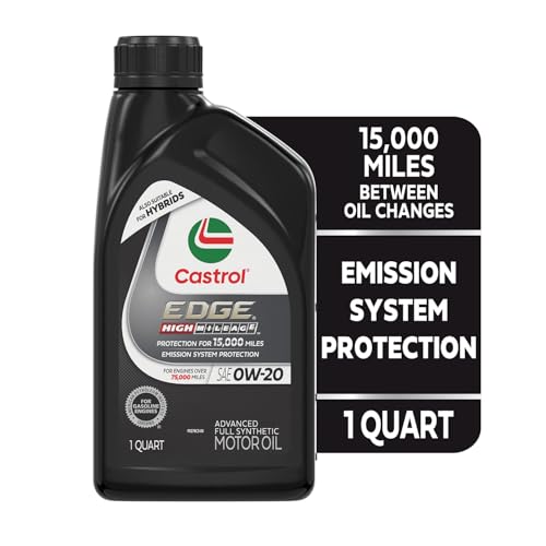 Castrol EDGE High Mileage 0W-20 Advanced Full Syn Motor Oil, 1 Qt, 6 Pack - size: 1 Quart, Pack of 6