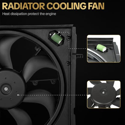 620-473 Radiator Cooling Fan Assembly Fits for 2017-2021 Nissan Rogue Sport L4 2.0L Replace OE 620473 214816MA0A 21481-6MA0A 214816MA0B - size: Rogue Sport 2017-2022, Qashqai 2017-2023