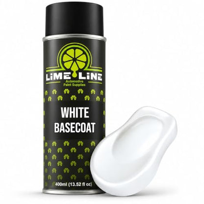 LiME LiNE Premium Automotive Basecoat Aerosol Spray Paint - Fast Drying - Custom Paint, Must Be Clearcoated (White Basecoat) - color: White Basecoat