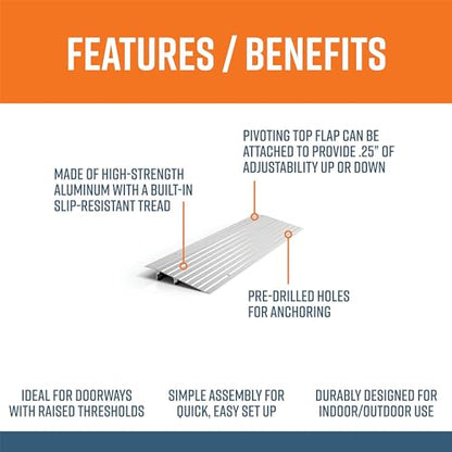 EZ-ACCESS Transitions Modular Entry Ramp, Self Supporting, Aluminum, 1.5 in - size: 1.5 Inch