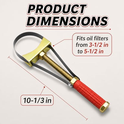 Heavy Duty Adjustable Oil Filter Wrench | Steel Strap Removal Tool