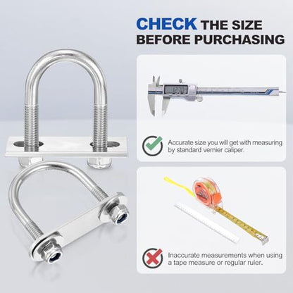 METALLIXITY U Bolts 4Set M6x16x34,Round U Bolt Kits 304 SS U Clamp - color: Silver, size: M6x16x34mm
