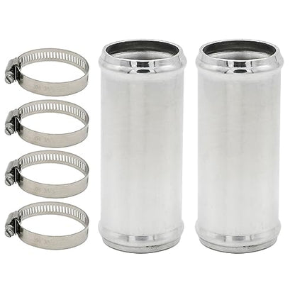 38mm(1.5") OD, Length 3" (76mm), Straight 1.5 Inch 6061 Aluminum Hose Joiner Tube Intercooler Pipe Connector High Class Glossy Polished Treatment Air Intake Tube with Bead Roll, 2 PCS - size: OD 1.5" (38mm)- 2 PCS