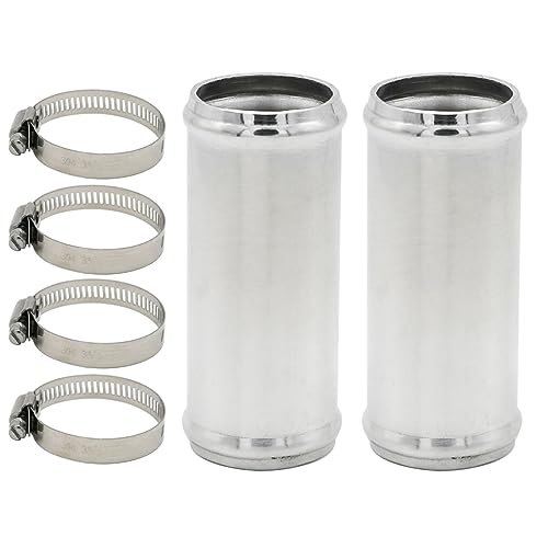 25mm(1") OD, Length 3" (76mm), Straight 1 Inch 6061 Aluminum Hose Joiner Tube Intercooler Pipe Connector High Class Glossy Polished Treatment Air Intake Tube with Bead Roll, 2 PCS - size: OD 1" (25mm)- 2 PCS