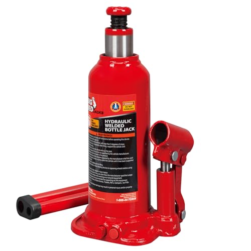 BIG RED 6 Ton (12,000 LBs) Capacity Hydraulic Welded Bottle Jack, TAM90603B - size: 6 Ton (12,000 LBs), style: Welded Bottle Jack