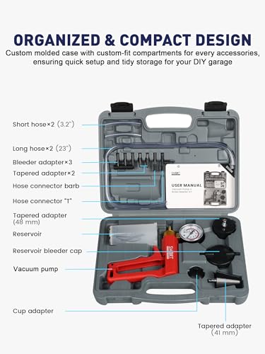 SMART JERRY Brake Bleeder Kit with Hand Vacuum Pump, 2026 Quality Upgraded