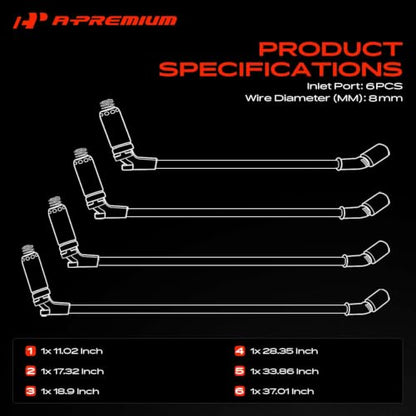 A-Premium 8MM Spark Plug Wires Set of 6, 3.0L V6 OHV