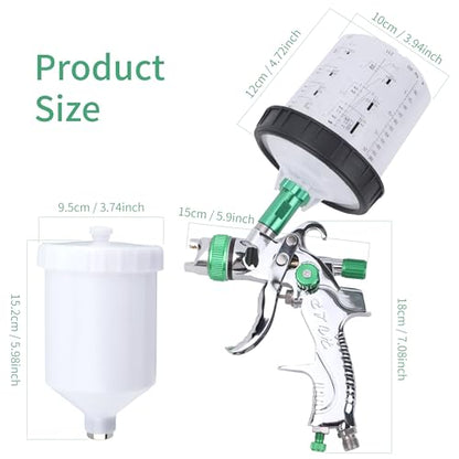 HVLP Spray Gun Kit, 4 Nozzles,10 Disposable Paint Cup System,Green - color: green