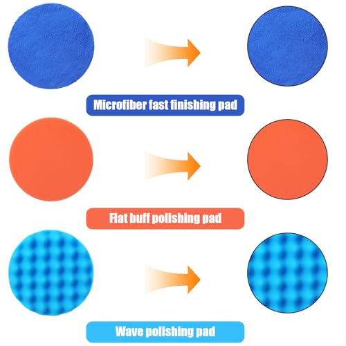 16 Pieces Buffing Pads 6 Inch Car Polishing Pad Kit Foam Polish Pads Wax Buffer Polisher Attachment for Drill
