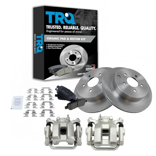 TRQ Rear Brake Pad and Rotor Set Ceramic Vented Rotors Calipers - style: BKA18421