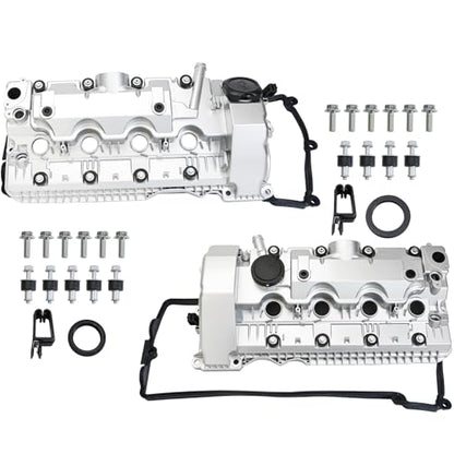 MITZONE Aluminum N62 Valve Covers Set Compatible with BMW 545i 550i 2004-2010 X5 645Ci 650i 2004-2010 745i 745Li 750i 750Li 2002-2008 4.4L 4.8L Replace 11127522159 11127563474 with Gaskets