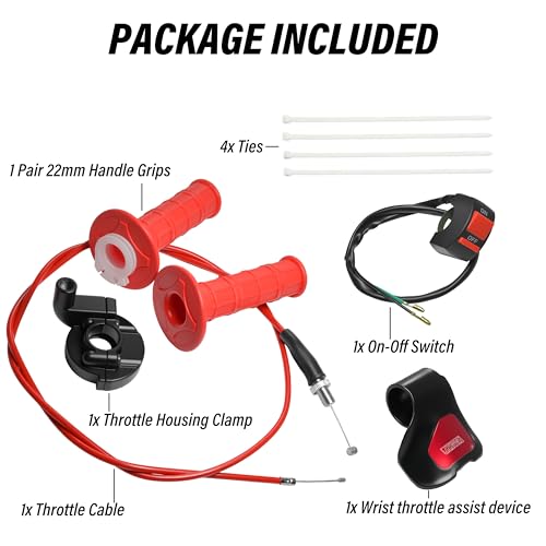 Universal Mini Bike Throttle Assembly&Cable Kit | Direct Replacement for Coleman BT200X,CT200U/EX,MB200&Predator 212cc/196cc Engines | Fits Most 7/8" Handlebar Mini Bikes with Cruise Control (Red) - color: Red